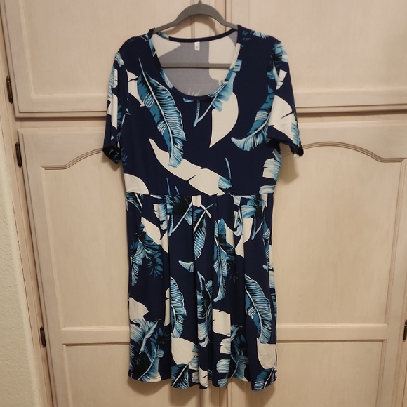 VACATION!!!‎ Tropical Leaf Print Dress with POCKETS XXL - Picture 1 of 7